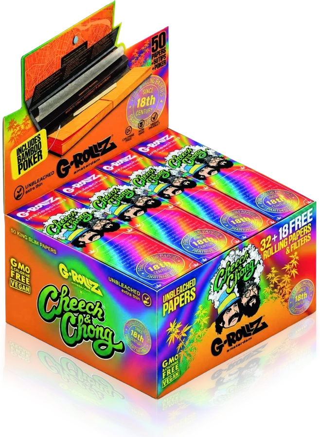 Présentoir feuilles + tips Cheech & Chong 'CC Rainbow'