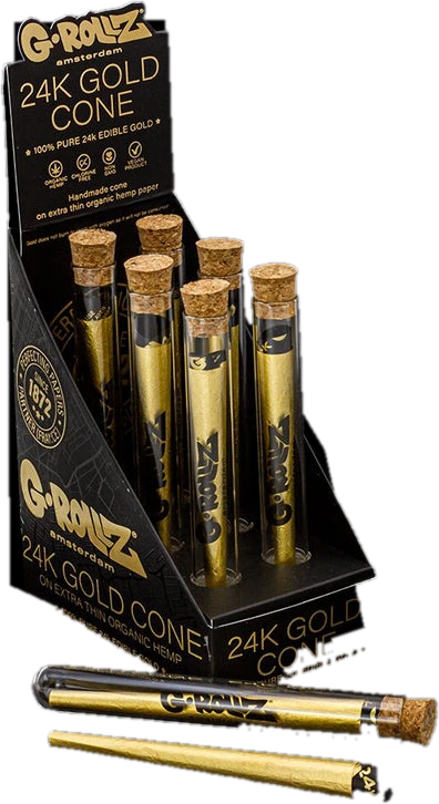 Présentoir 24K Gold Cone, six tubes en verre à bouchon de liège